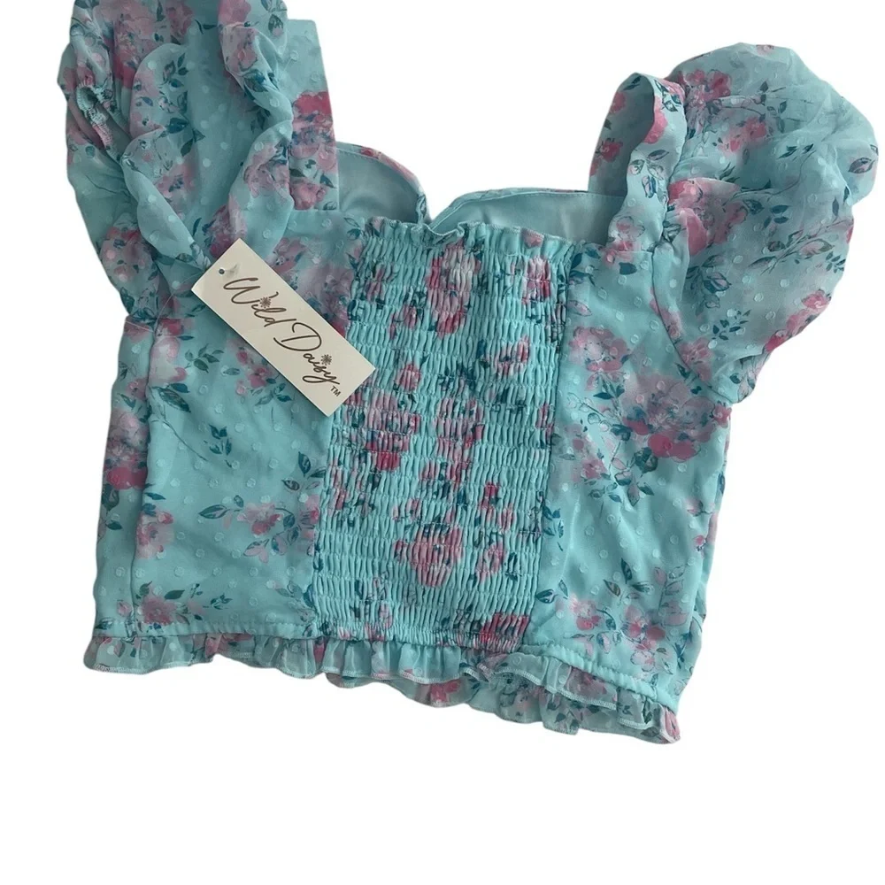 Charming Floral Kids Dress Set in Blue and Pink